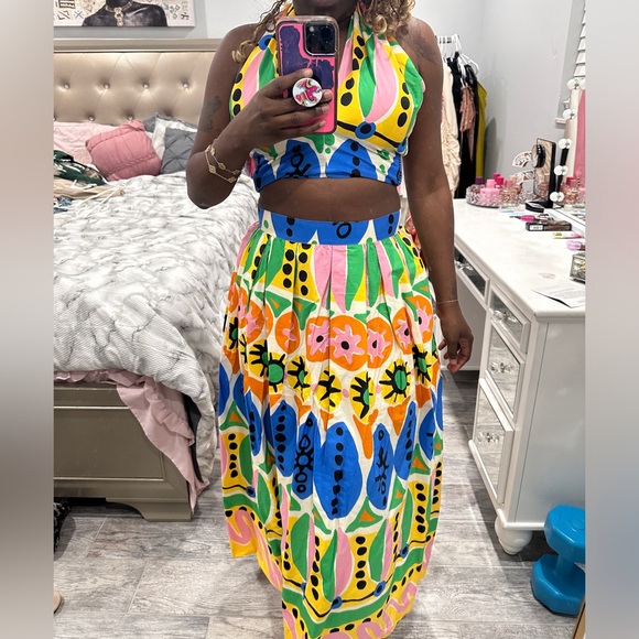 Zara Printed Matching Maxi Skirt & Crop Top - Picture 11 of 13